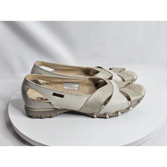 Skechers Ivory Leather Flat Slip On Open Toe Comfort Shoe Womens Sz 6.5 EU 36.5 - Picture 2 of 7